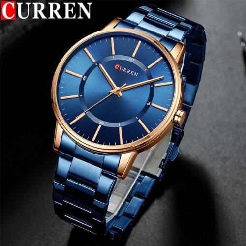 CURREN Sport Men Watch Top Brand Luxury Gold Blue Military Business Male Clock Stainless Steel Quartz Man Wristwatch Gift 8385