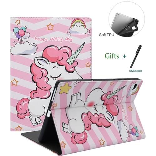 For ipad 7/8th Gen 10.2" Soft TPU Cartoon Unicorn Protective Case For iPad Air1/2 9.7" Air3 10.5"Smart Tablet Stand Fundas Cover