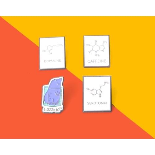 Custom Dopamine Enamel Pins Biochemical Molecular Structure Formula Brooch Knowledge Lapel Badge Bag Jewelry Gift Kids Friends