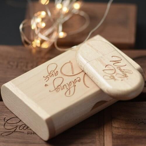 JASTER ( 1 pcs the above free logo) wooden usb + box Flash Drive 4GB 16GB 32GB 64gb usb Memory Stick customer logo wedding gif