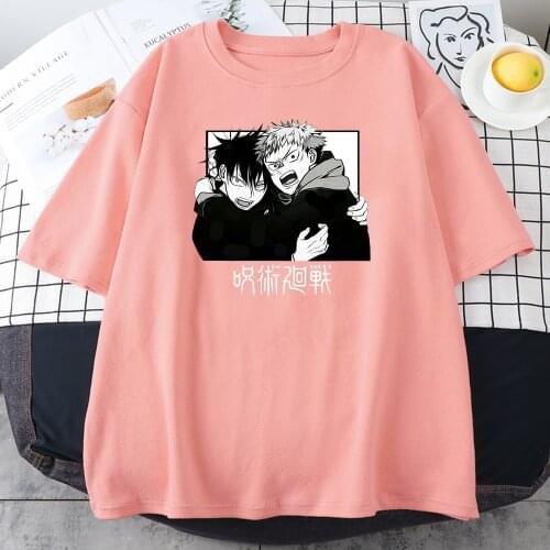 Jujusu Kaisen Funny Comic Black Woman Tee Shirt Hip Hop Casual T-Shirt Harajuku Cotton T-Shirts 2021 Summer New Woman T Shirt