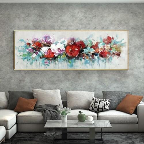 100% Handpainted Abstract Flower Oil Painting On Canvas Wall Art Picture Acrylic Painting For Living Room Modern Home Decoration