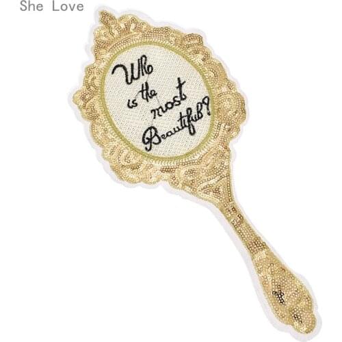 Chzimade Mirror Sequin Sew On Embroidery Patch Coat Jacket Jeans Decoration Motifs Applique