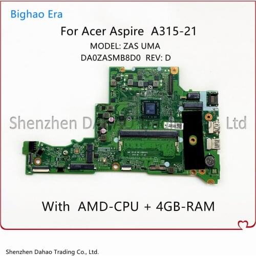 For Acer Aspire 3 A315-21 Laptop Motherboard With A4-9120 CPU 4G-RAM NBGNV11006 NB.GNV11.006 DA0ZASMB8D0 Mainboard 100% Working