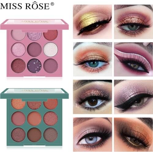 MISS ROSE New Arrival Charming Eyeshadow 9Color Palette Make Up Palette Matte Shimmer Pigmented Eye Shadow Powder