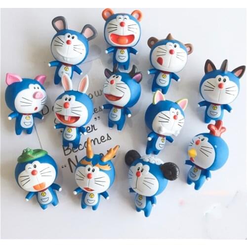 Cartoon Fridge Magnets Stereo 12 Zodiac Machine Cat Ding Dang Blue Fat Doraemon Refrigerator Paste Magnetic Souvenir