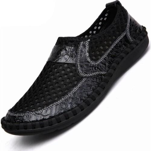 Men Shoes Summer Large Mesh Breathable Outdoor Walking Wading Casual Mens Shoes Light and Soft Men Loafers Large Size 39-50