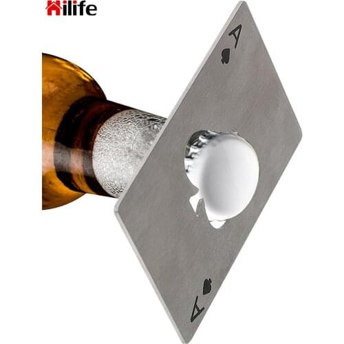 Stainless Steel Bottle Opener Soda Bottle Cap Bar Tools Credit Card Size Kitchen Accessories Poker Playing Card Spades