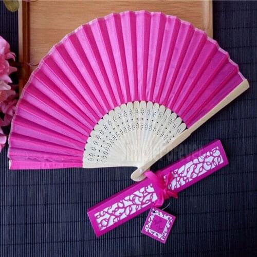 Personalized Luxurious Silk Fold hand Fan in Elegant Laser Cut Gift Box +Party Favors/wedding Gifts 50pcs/lot
