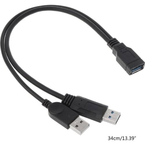 2021 New USB 2.0 A Male to USB Female 2 Double Dual Power Supply USB Female Splitter Extension Cable HUB Charger for Printers