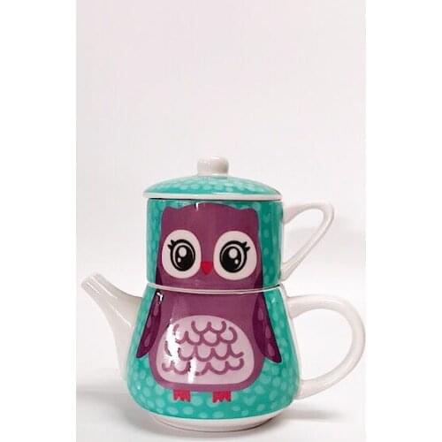 Christmas kitchen Creative Cartoon Ceramics One-person Pot Mother Pot Teapot Coffee Pot Flower Pot Owl Childrens Tableware