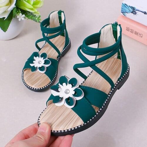 Children Student White Green Roman Sandals Boots For Kids Teenage Girls School Summer Beach Sandals Princess Shoes New 2020