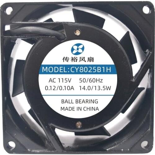 CHUANYU CY8025B1H 80x80x25mm 115 V AC 50/60 HZ 0.12/0.1 A 14./13.5 W Ball Bearing Axial Fan