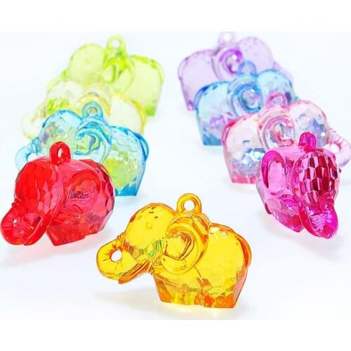 Cute Animal Elephant Shape Chunky Necklace Pendants 44*32mm 39pcs Colorful Plastic Acrylic Jewelry Charms Ornament Garment DIY