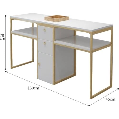 Modern Minimalist Double Manicure Table European Style Light Luxury Multifunctional Solid Wood Storage Double-layer Nail Desks