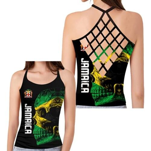 UJWI Summer Sexy Party Jamaica Top Back Less Hollow Out Fitness Sleeveless Short Sexy Tops Camisoles Streetwear Custom Dropship