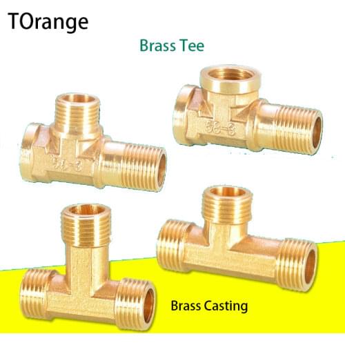 1/2 IN extension tee copper three outer teeth extension copper tee joint 1/2 DN15 internal and external thread accessories