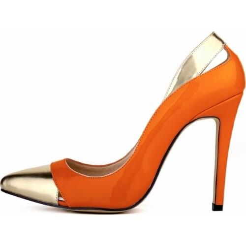 Super High Heels Shoes Black White Orange Women Pumps Sexy Point Toe Slip On Red Wedding Shoes Party Concise Pump NLK-C0090