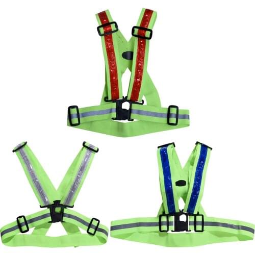 Unisex LED Reflective Cycling Vest Outdoor Running Cycling Reflective Safety Vest Adjustable Elastic Strap Glowing Work Vest