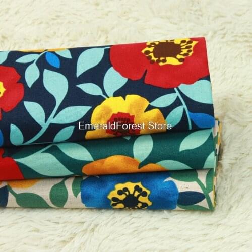 High quality thick cotton fabric, Nordic style large flower fabric, handmade DIY bag pillow cushion fabric cotton 90cmx110cm