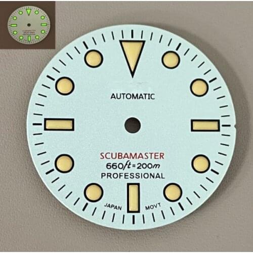 29mm Green Luminous Stereo Watch Dial with Orange Index for NH35A/NH36 Movement with S Logo