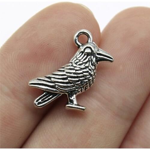 10pcs 17x17mm 2 Colors Antique Silver Color Antique Bronze Plated Pendants Bird Charm 3D Bird Pendants Sparrow Bird