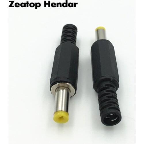 10Pcs 4.0 x 1.7 x 11/ 4.8 x 1.7 x 11 MM DC Male Plug Electrical Socket Outlet DC Outlet Yellow Head Plastic Handle DIY Connector