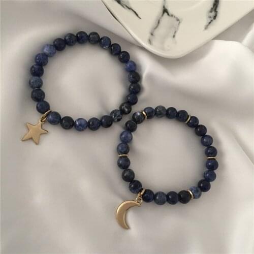 2 In 1 Set 2020 New Fashion Women Bracelet Sets Trendy Handmade Classic Strand Stone Beaded Bracelet for Men Jewelry Gift