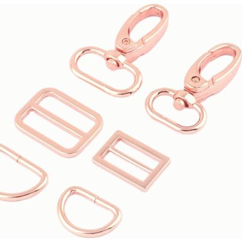 20/25mm Rose Gold Metal Swivel Claw Clasp,Dog Collar Hardware Adjuster Backpack Buckle Webbing Purse Hardware D Ring Strap Slide