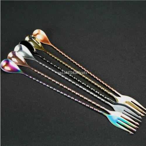 300pcs Stirrer Bar Spoon Cocktail Pick Drink Muddlers Bartender Swizzle Sticks Mixing Fork Kitchen Tools DHL Fedex Fast Shipping