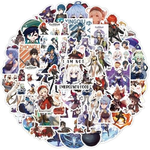 50PCS Genshin Impact Cosplay Stickers Graffiti For Laptop Luggage Bike Car Skateboard Guitar Waterproof Decal Toys