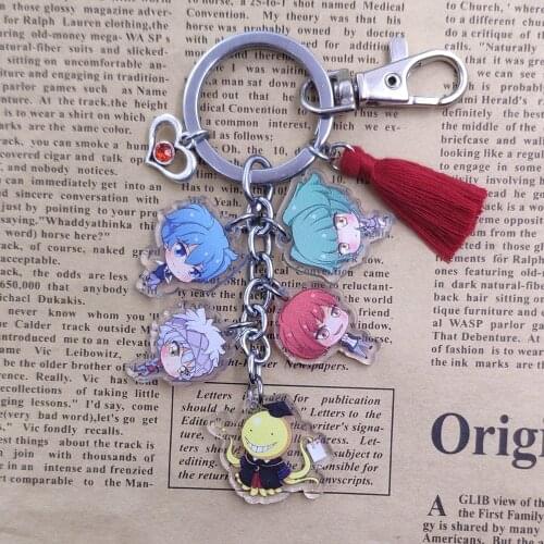 Assassination Classroom Acrylic Korosensei Tassels Pendant Keychain For Bag Car Women Men Male Female Key Ring Love Jewelry