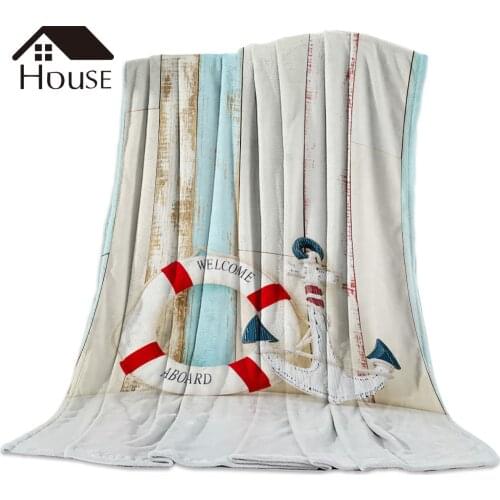 BIGHOUSES Throw Blanket Marine Anchor Wood Abord Throw Blanket Soft Warm Microfiber Blanket Flannel Blanket