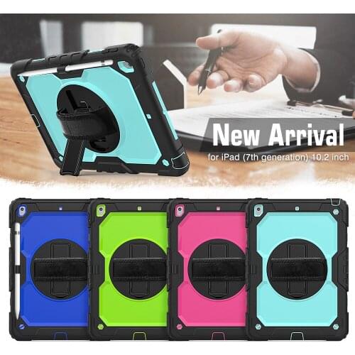 Case For iPad 10.2 7th Generation 2019 10.2 inch iPad 7 Tablet Case Shockproof Kids Safe Rotating Hand Strap+Shoulder Strap