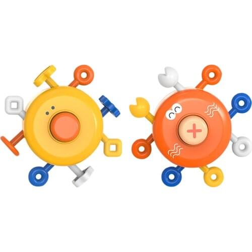 Baby Toddler Bath Toy Finger Push&Push Music Cartoon Fun Rotating Rattle Baby Bathing In Water Educational Sensation Toys