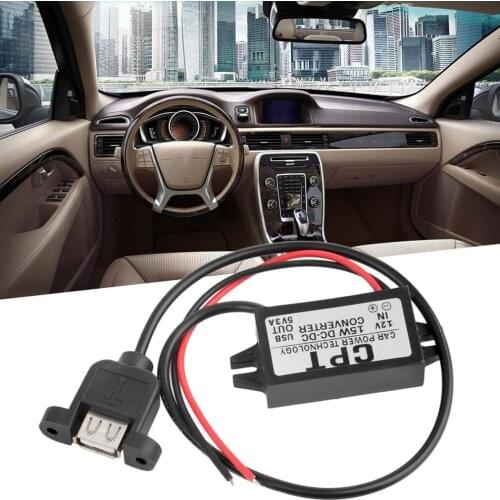 Durable Practical Car Charger DC Converter Module 12V To 5V 3A 15W USB Output Power Adapter With USB Mounting Hole Hot