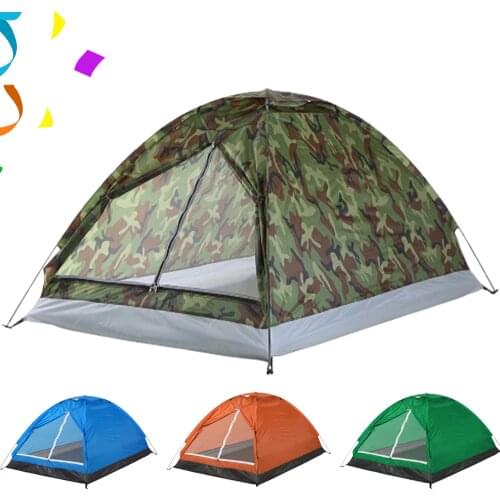 TOMSHOO 2 Persons Waterproof Camping Tent PU1000mm Polyester Fabric Single Layer Tent for Outdoor Travel Hiking 200*130*110cm
