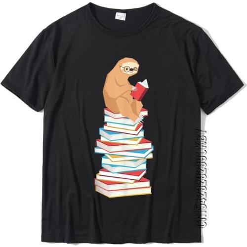 Funny Sloth Book Reading School Teacher Student Nerdy T-Shirt Top T-Shirts Brand New 3D Printed Cotton Young Tees Custom