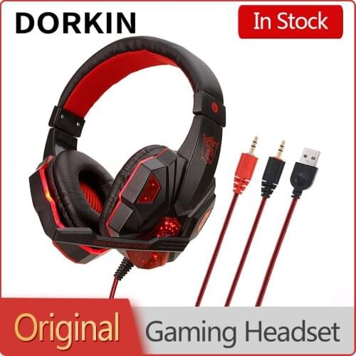 Dorkin Gaming Headset Professional PS4 LED Light Wired Control Headphones for Table Computer and Laptop