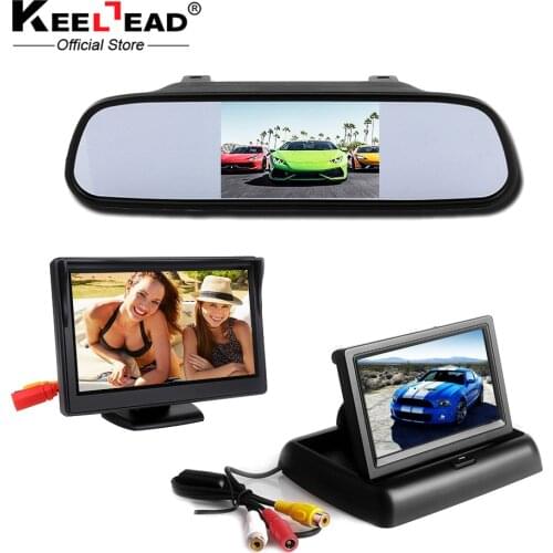 KEELEAD Car Monitor 4.3 inch Video Player HD TFT LCD Foldable Display Monitors Screen Car Rear View Mirror