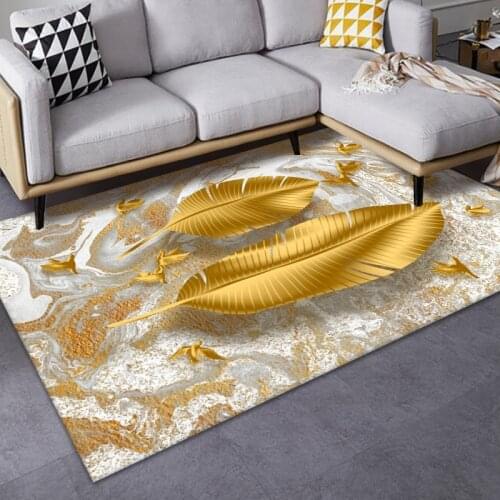 Nordic style Cartoon Golden Feather 3D Printed Carpets For living room Bedroom Large Area Rugs Kids Room play Big Mat/Rug/Carpet
