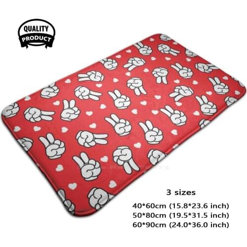 Peace Love Mouse Door Mat Foot Pad Home Rug Mouse Hand Mouse Pattern Red Magical Pattern The Mouselets Mickey Minnie Land World