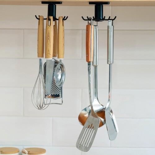 360 Degrees Rotated Kitchen Hooks Self Adhesive Hooks Home Wall Door Hook Handbag Clothes Ties Bag Hanger Hanging Rack