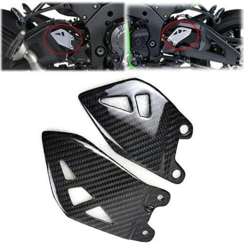 For Kawasaki ZX-10R ZX 10R 2016-2020 3K Carbon Fiber Motorcycle Foot Peg Heel Plates Guard Footrest Hanger Pedal Protector