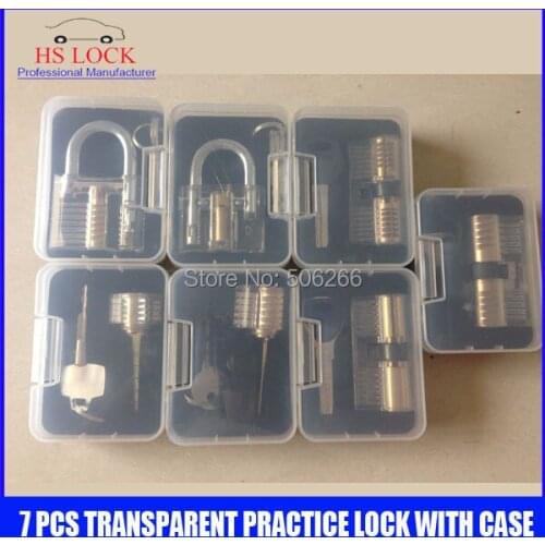 Hot sale 7 pcs transparent cutaways practice lock picks skilling set tools with Case