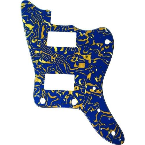 Pleroo Custom Guitar pickgaurd - For MIJ Jazzmaster Guitar Pickguard with PAF Humbucker, 4 Ply Blue Pearl Shell