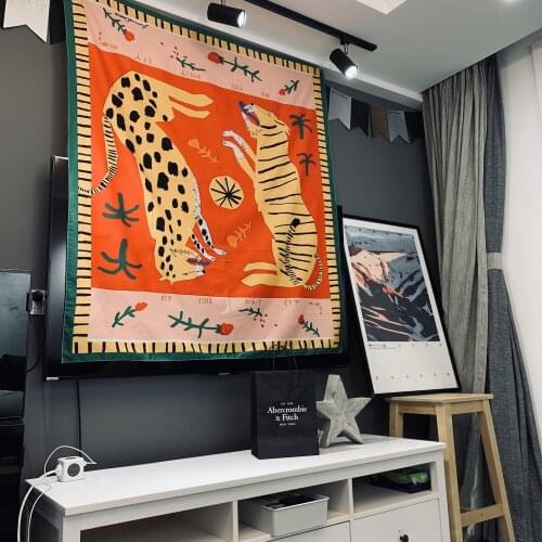 Two Tigers Tapestry Wall Hanging Bohemian Beach Mat Polyester Blanket Yoga Mat Home Bedroom Art Carpet