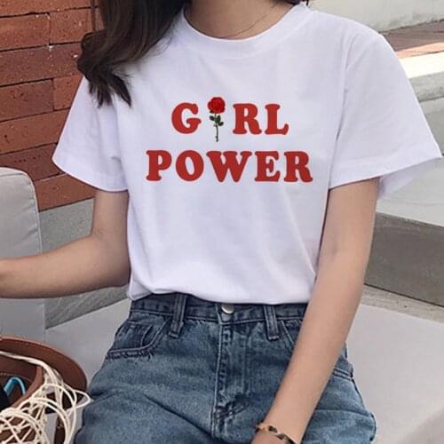 New Feminist Harajuku Ullzang T Shirt Women The Future Is Female Feminism Graphic T Shirt Girl Power Cartoon Tshirt 90s Top Tees