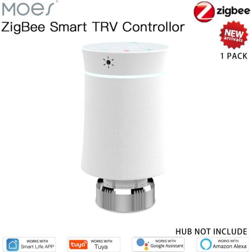 Moes Tuya ZigBee3.0 New Radiator Actuator Valve Smart Programmable Thermostat Temperature Heater TRV Alexa Voice Control