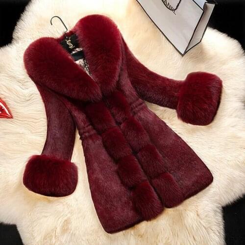 Br 2020 New Autumn Winter Women Faux Fur Coat Jacket Slim Fur Collar Women Warm Fur Coat Female Plus Size 5XL Winter Coat woman